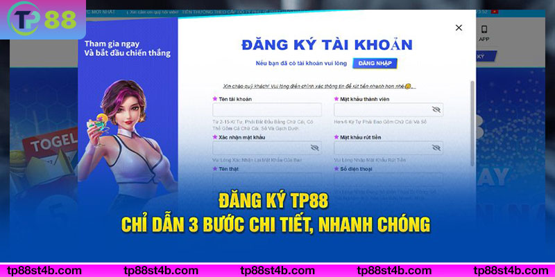 Các thao tác tạo tài khoản tại hệ thống TP88